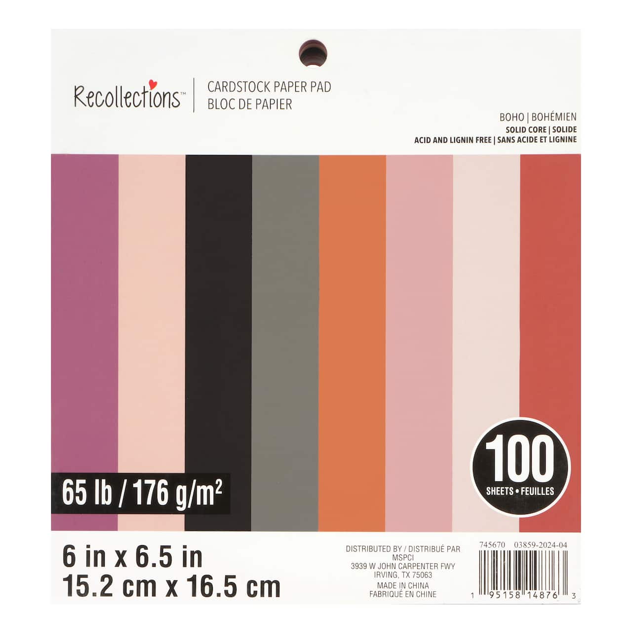 6" x 6.5" Boho 65lb. Cardstock Paper Pad by Recollections™, 100 Sheets